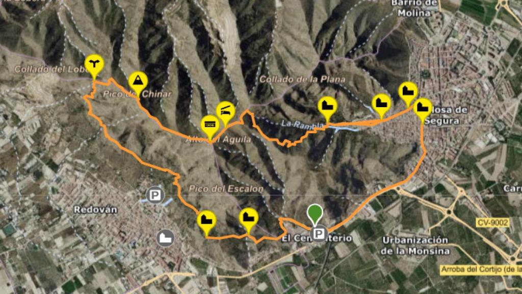 El recorrido circular de la ruta por la Sierra de Callosa.