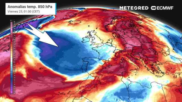 La masa de aire polar que afectará a España. Meteored.
