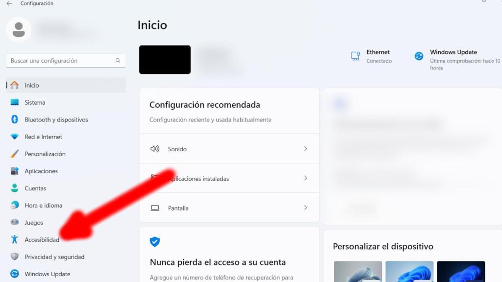 Primer paso para desactivar efectos en Windows 11