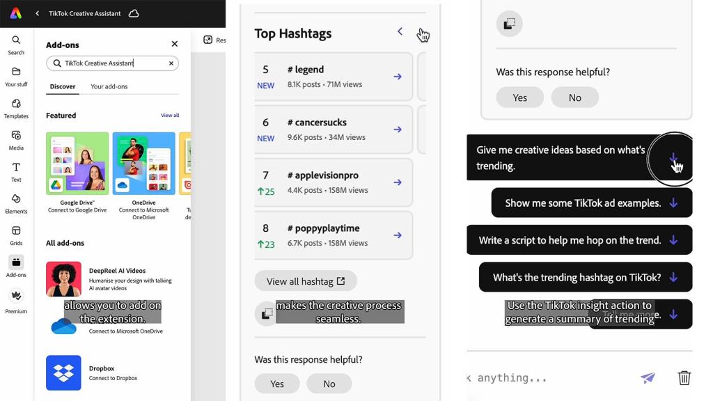 El asistente de TikTok en Adobe Express