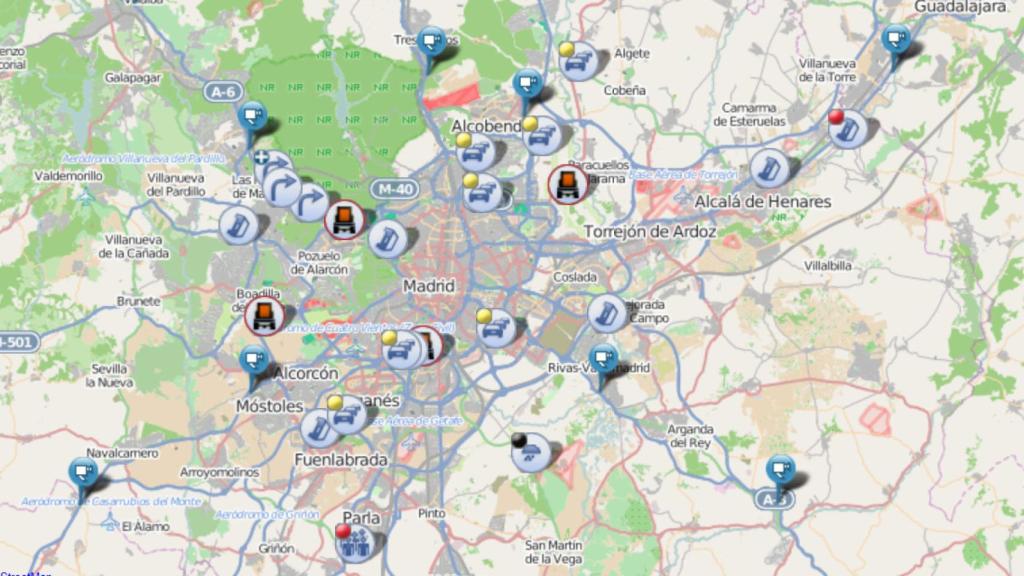 Mapa del tráfico en Madrid por la DGT
