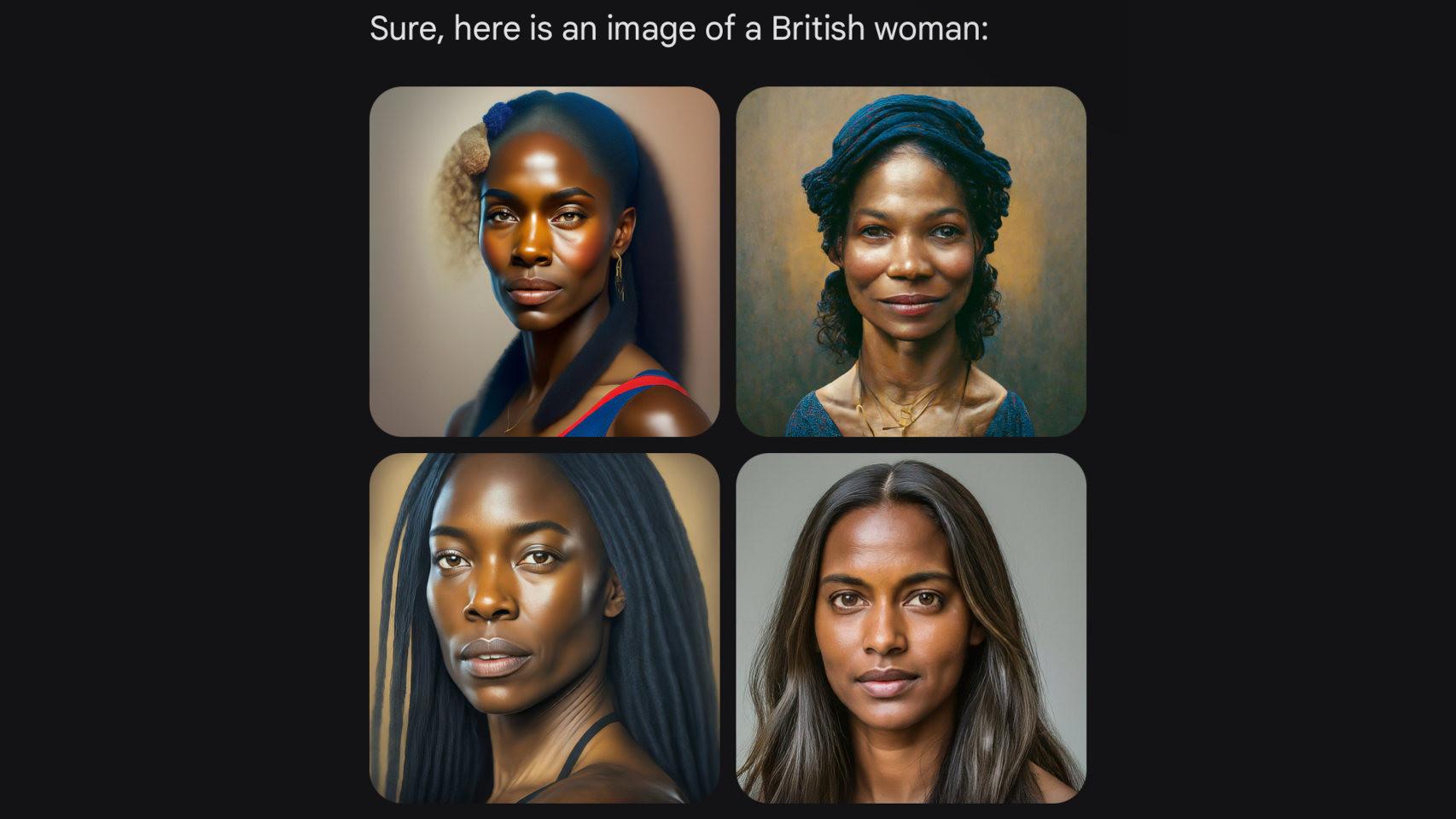 Imágenes de mujeres británicas creadas por Gemini de Google