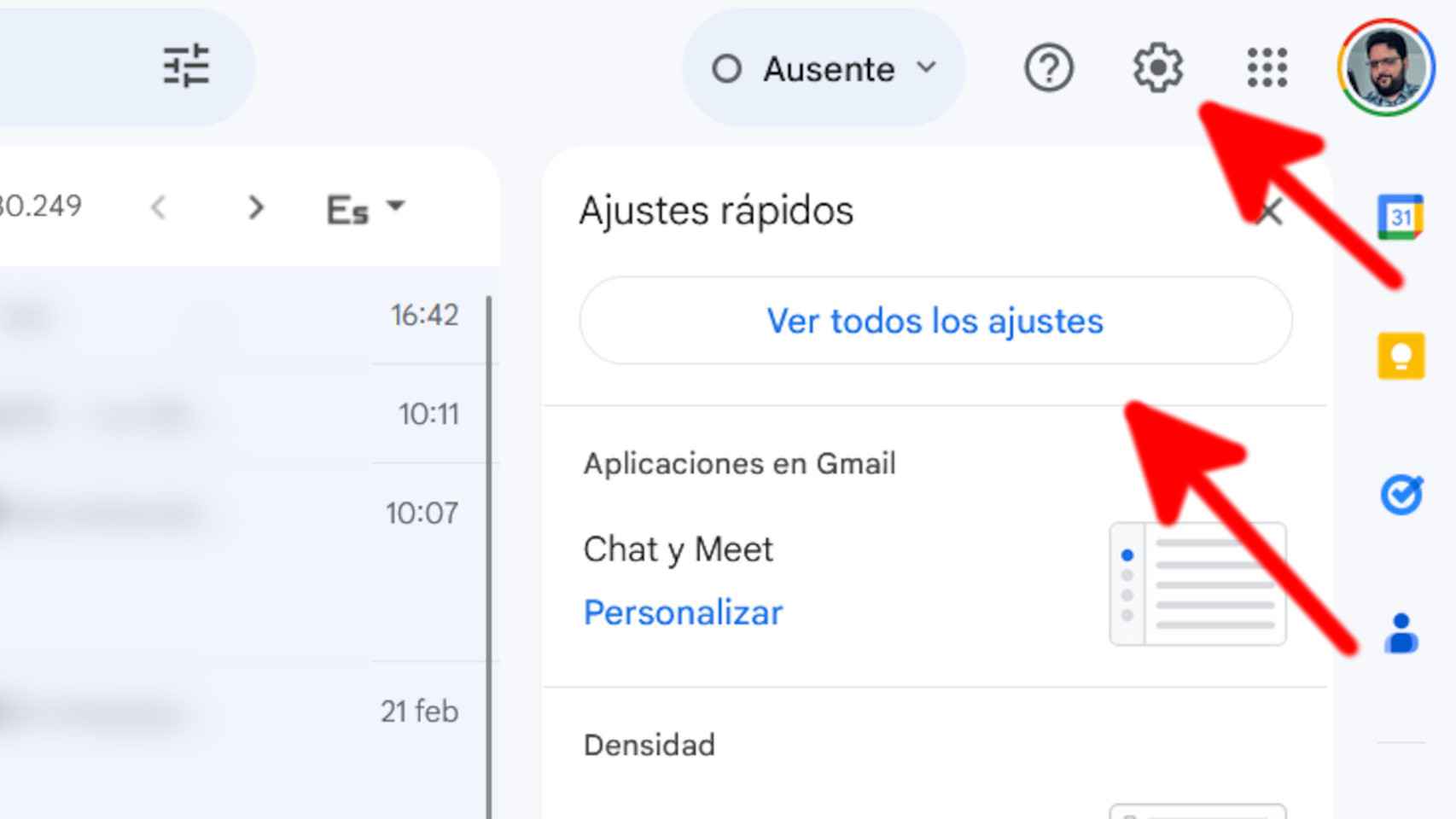 Primer paso para reenviar correos de una cuenta de Gmail