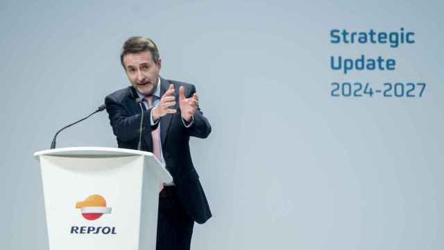 El CEO de Repsol, Josu Jon Imaz, durante la presentación de la Actualización Estratégica 2024-2027 de Repsol.