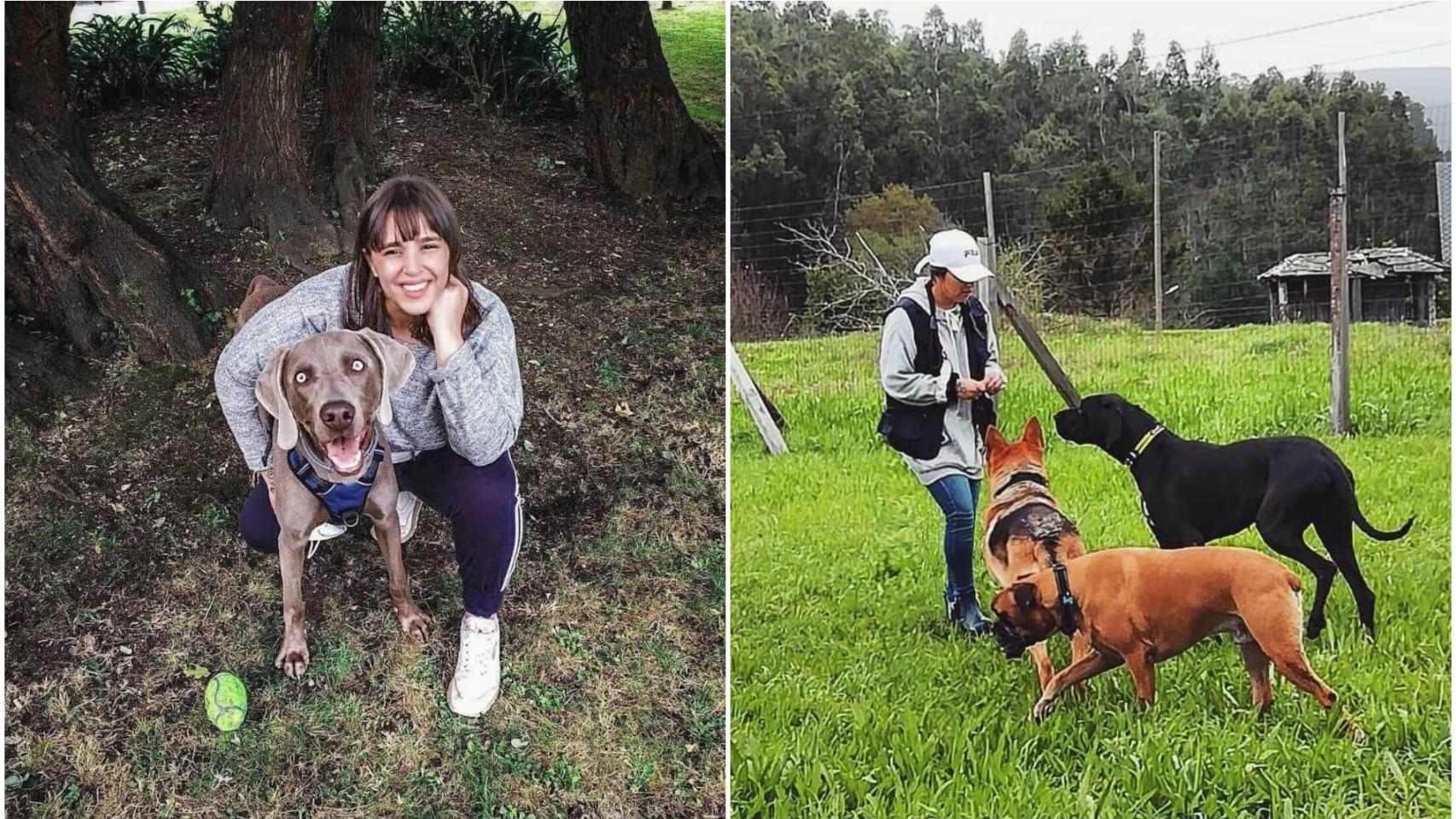 Luisa, creadora de Canciños, con varios perros