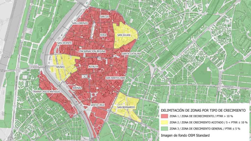 Zonas más saturadas con pisos turísticos en Sevilla.