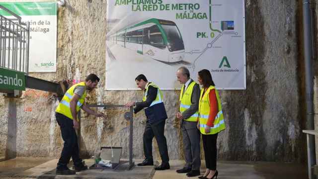 Acto de primera piedra de la obra del Metro de Málaga al Civil.