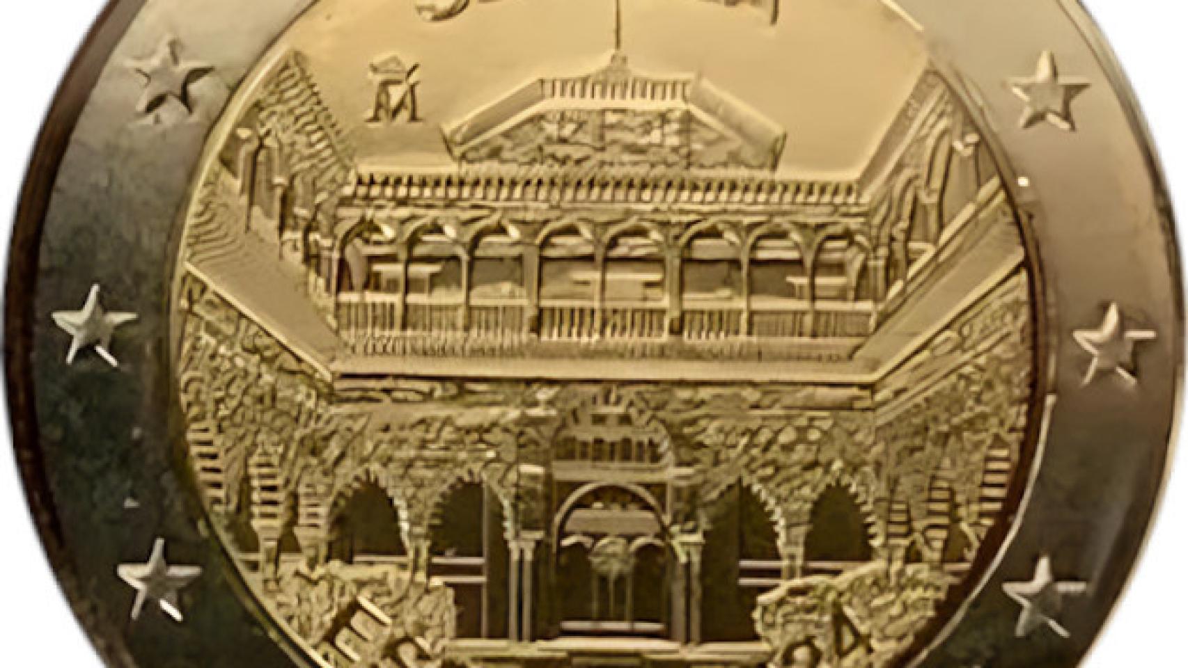 Moneda de dos euros con el Real Alcázar de Sevilla.