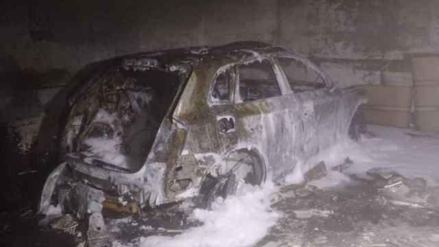 Imagen del estado en el que quedó el vehículo en el garaje de Burgos
