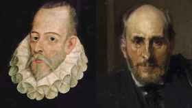 Cervantes y Ramón y Cajal, retratados por Juan de Jáuregui y Joaquín Sorolla, respectivamente