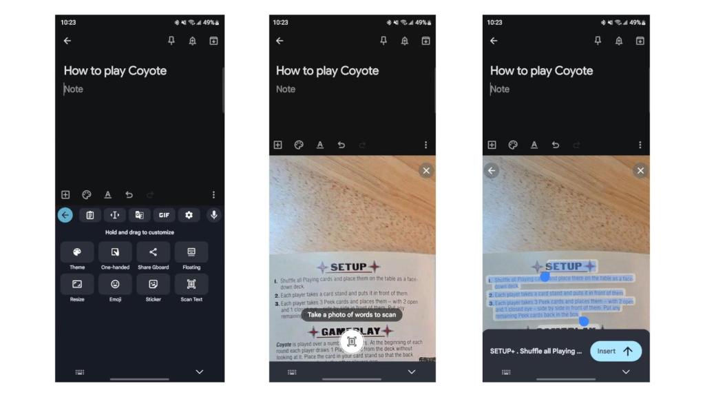 Función de escaneo de texto en Gboard, el teclado de Google