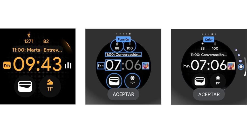 Capturas de pantalla de la esfera