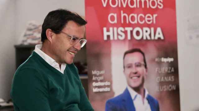 Miguel Ángel Gallardo, presentando su candidatura a las primarias del PSOE extremeño.