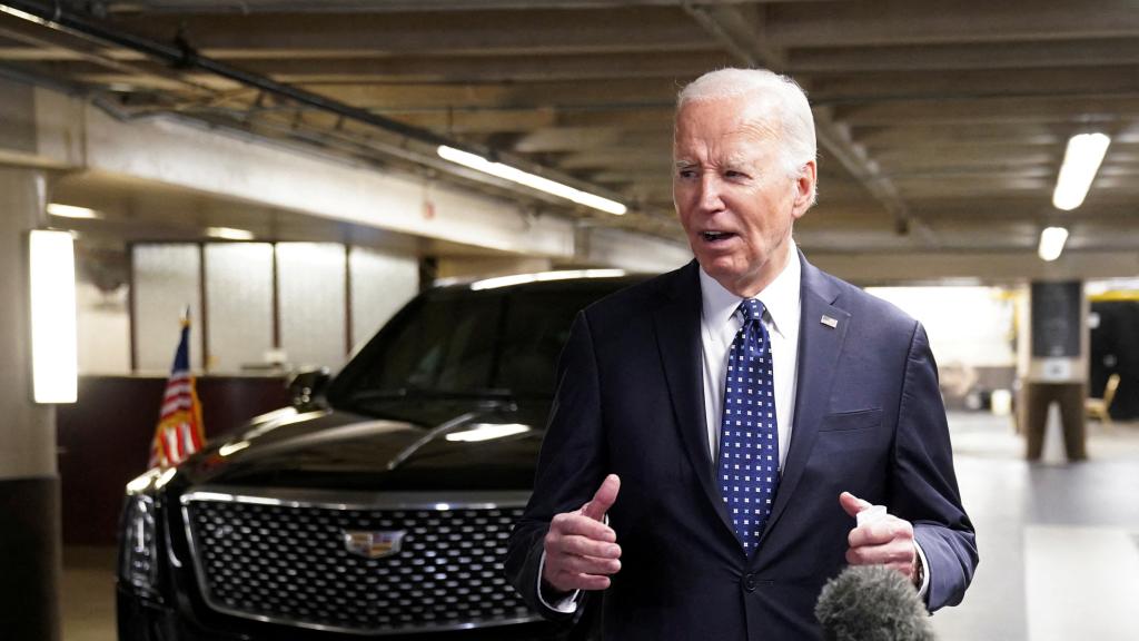 Biden tras su reunión con la viuda y la hija de Navalny en San Francisco el 22 de febrero.