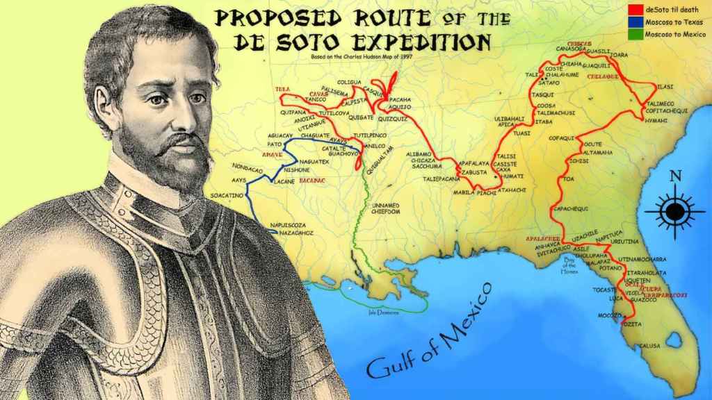 De Soto y la ruta de su histórica expedición.