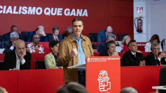 Pedro Sánchez durante su intervención en la Internacional Socialista