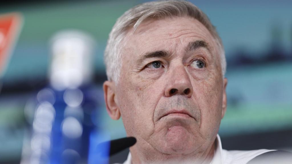Carlo Ancelotti, en rueda de prensa con el Real Madrid