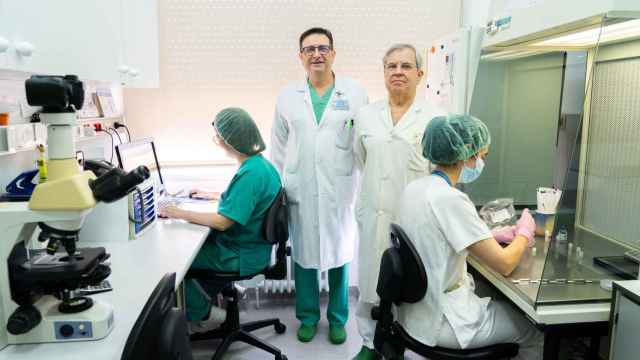 José María Fidel Fernández, embriólogo y decano de la Facultad de Medicina de la UVa; y Julio Gobernado, jefe de la Unidad de Reproducción Asistida del Hospital Clínico de Valladolid