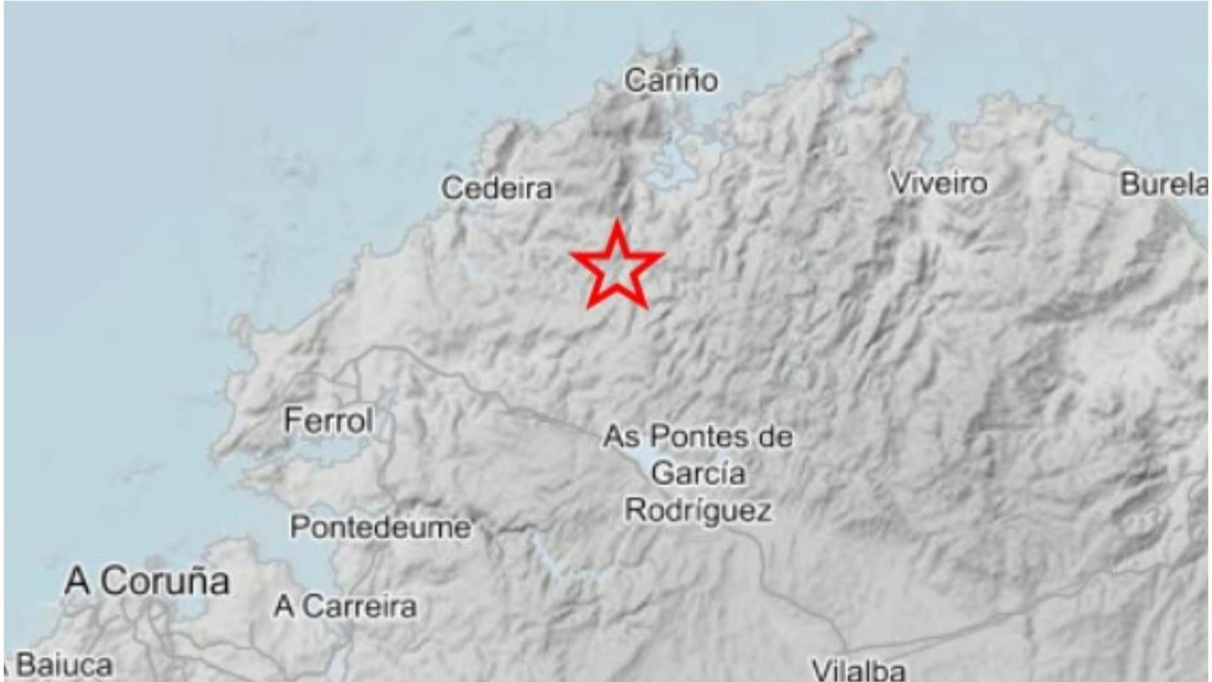 Lugar del terremoto registrado