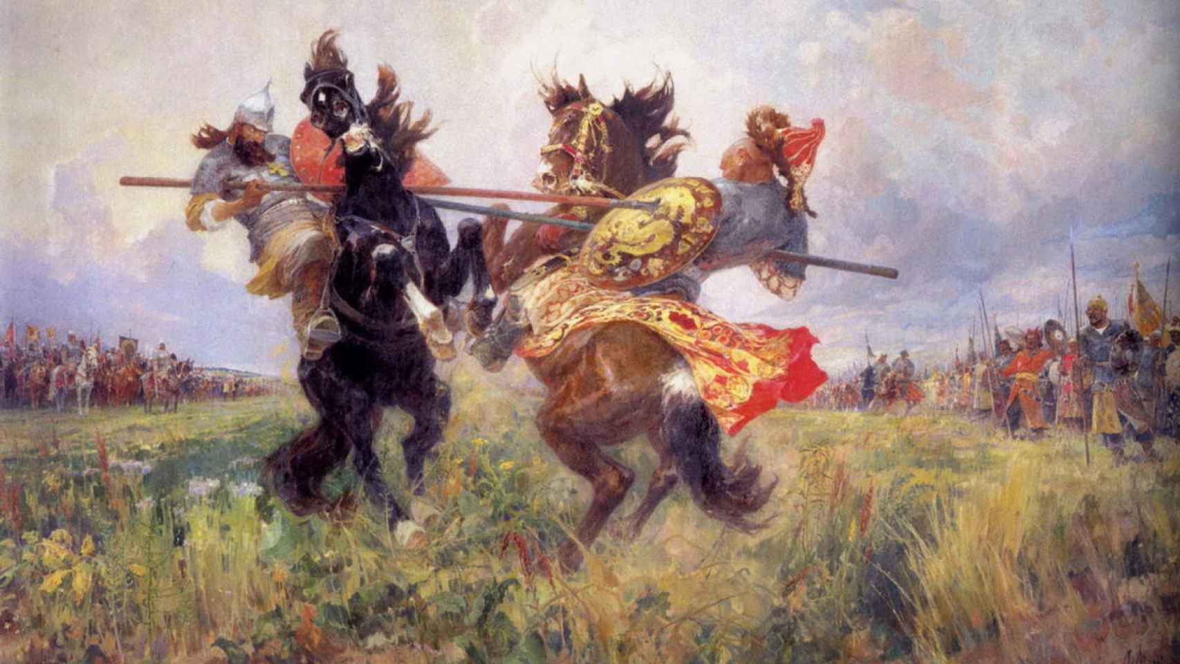Cuadro de la batalla de Kulikovo de 1380 entre el principado de Moscú y la Horda de Oro
