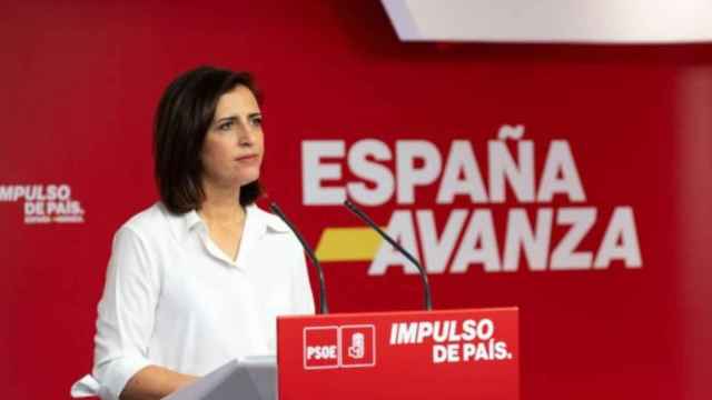 Esther Peña, portavoz del PSOE, este lunes tras la Ejecutiva Federal.