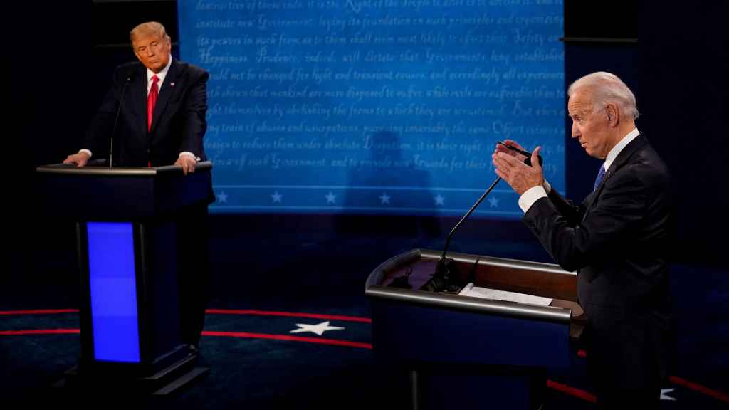 Joe Biden y Donald Trump, durante el último debate presidencial de las elecciones de 2020.