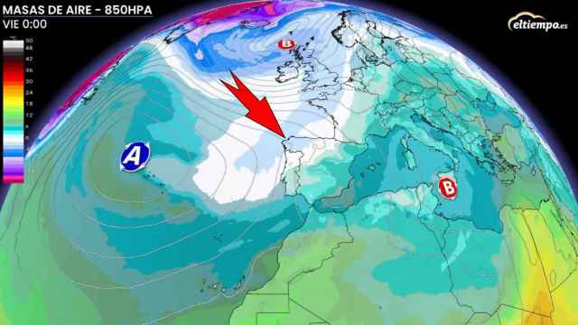La masa de aire ártico que atravesará España a finales de esta semana. ElTiempo.es.