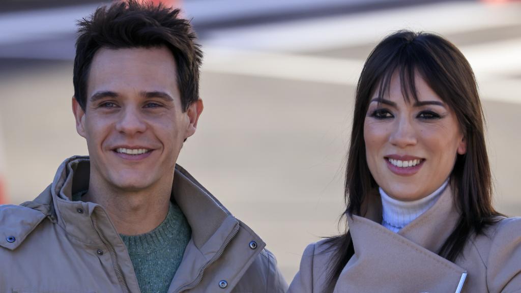 Patricia Pardo durante la presentación ante los medios de su hijo Luca.