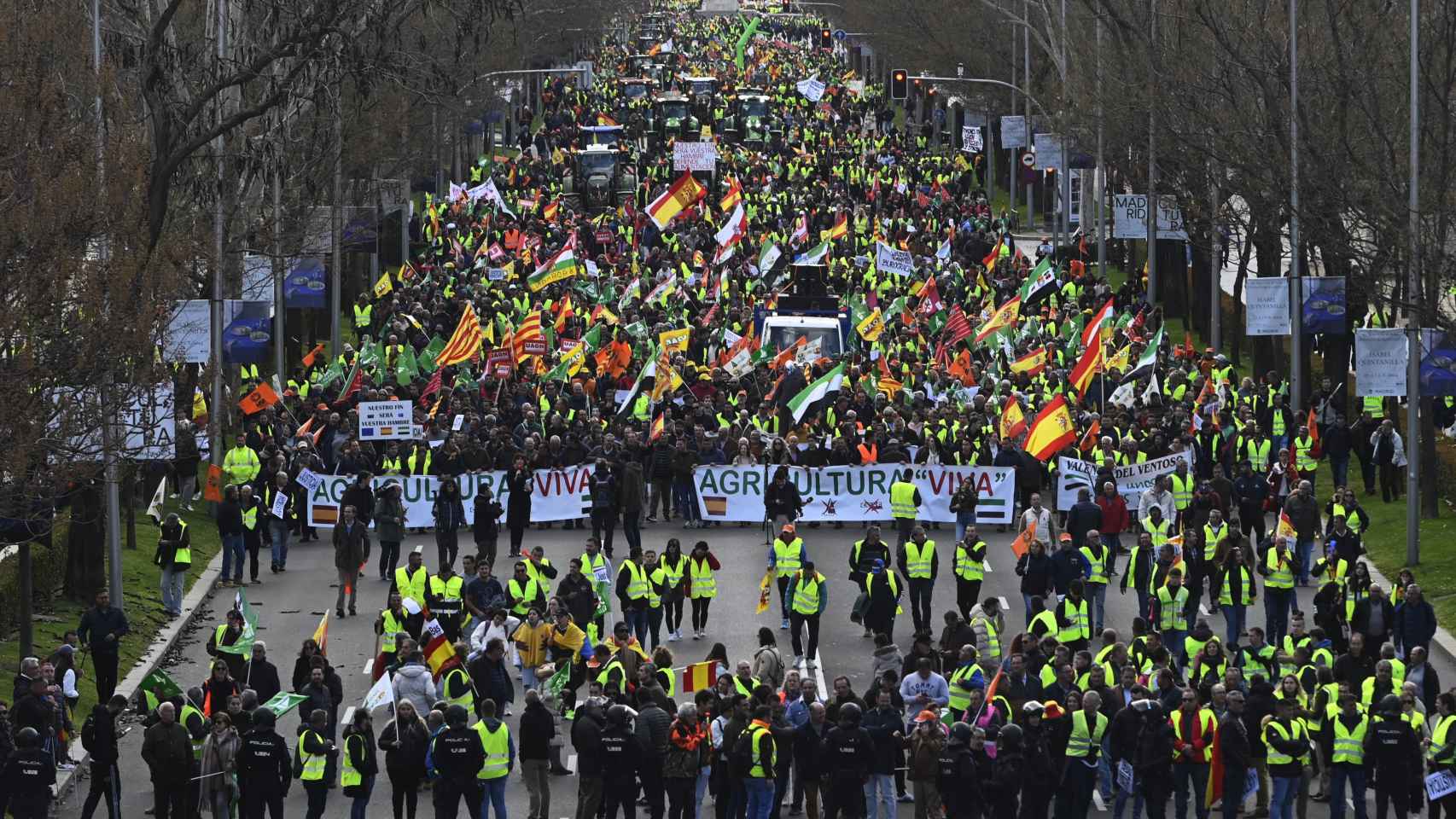 La manifestación de agricultores en el Paseo de la Castellana el pasado febrero.