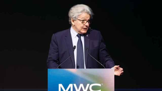 Thierry Breton, comisario europea de Mercado Interior, durante su intervención en el MWC 2024.