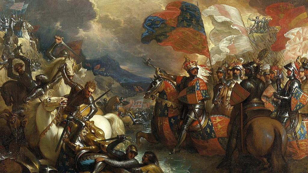 Eduardo III cruzando el Somme según el pincel de Benjamin West.  1788