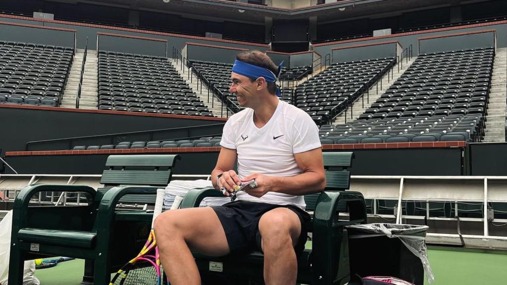 Rafa Nadal entrena en Indian Wells