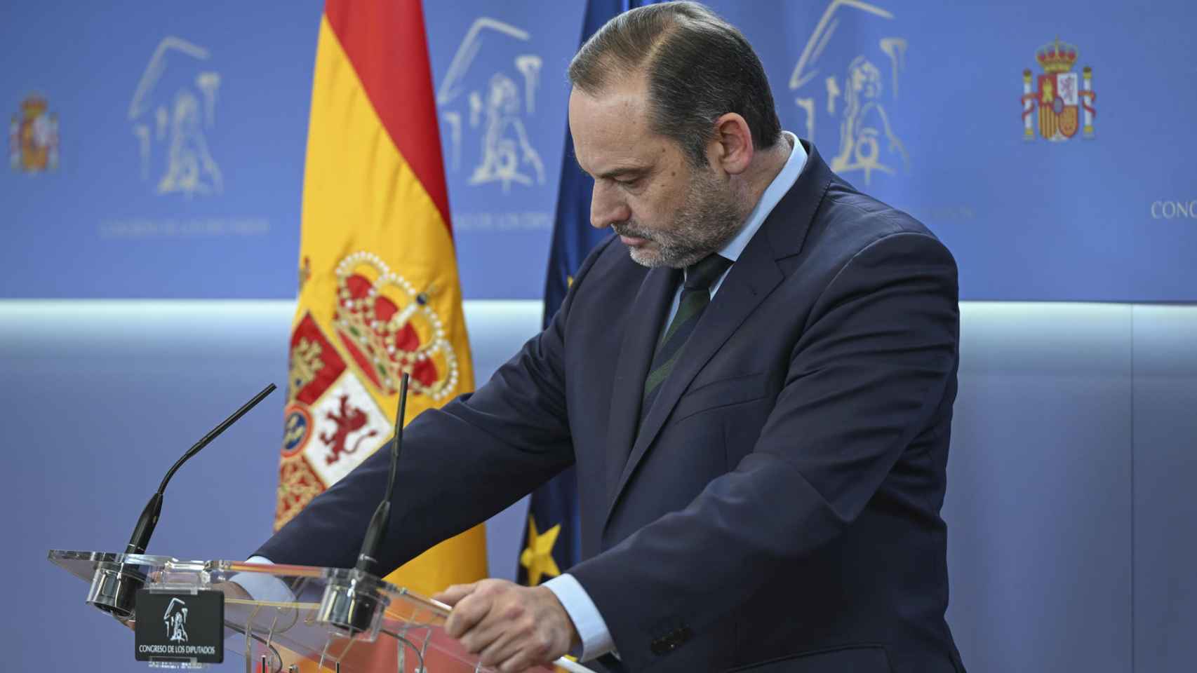 El exministro de Transportes y exsecretario de Organización del PSOE, José Luis Ábalos, este martes en el Congreso de los Diputados.