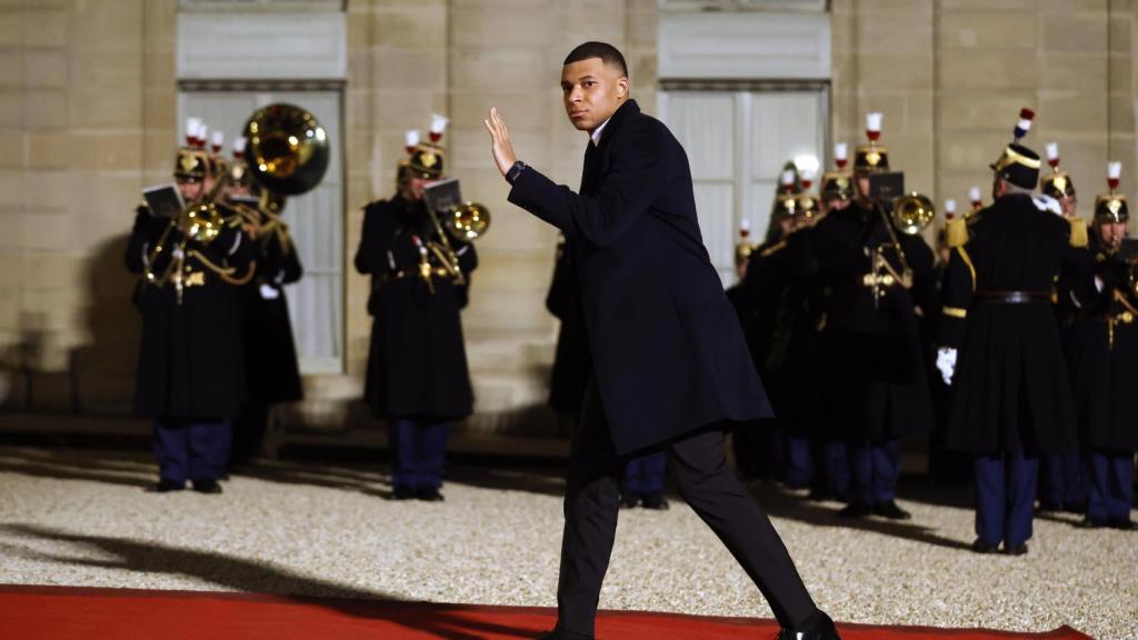 Kylian Mbappé, en su llegada al Palacio del Elíseo