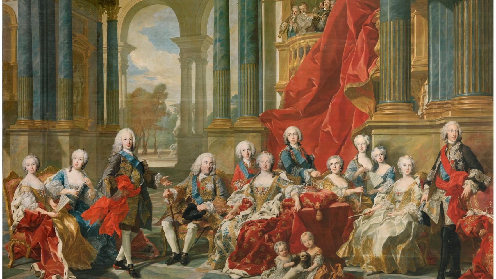 La Familia de Felipe V El monarca esta sentado junto a Isabel de Farnesio