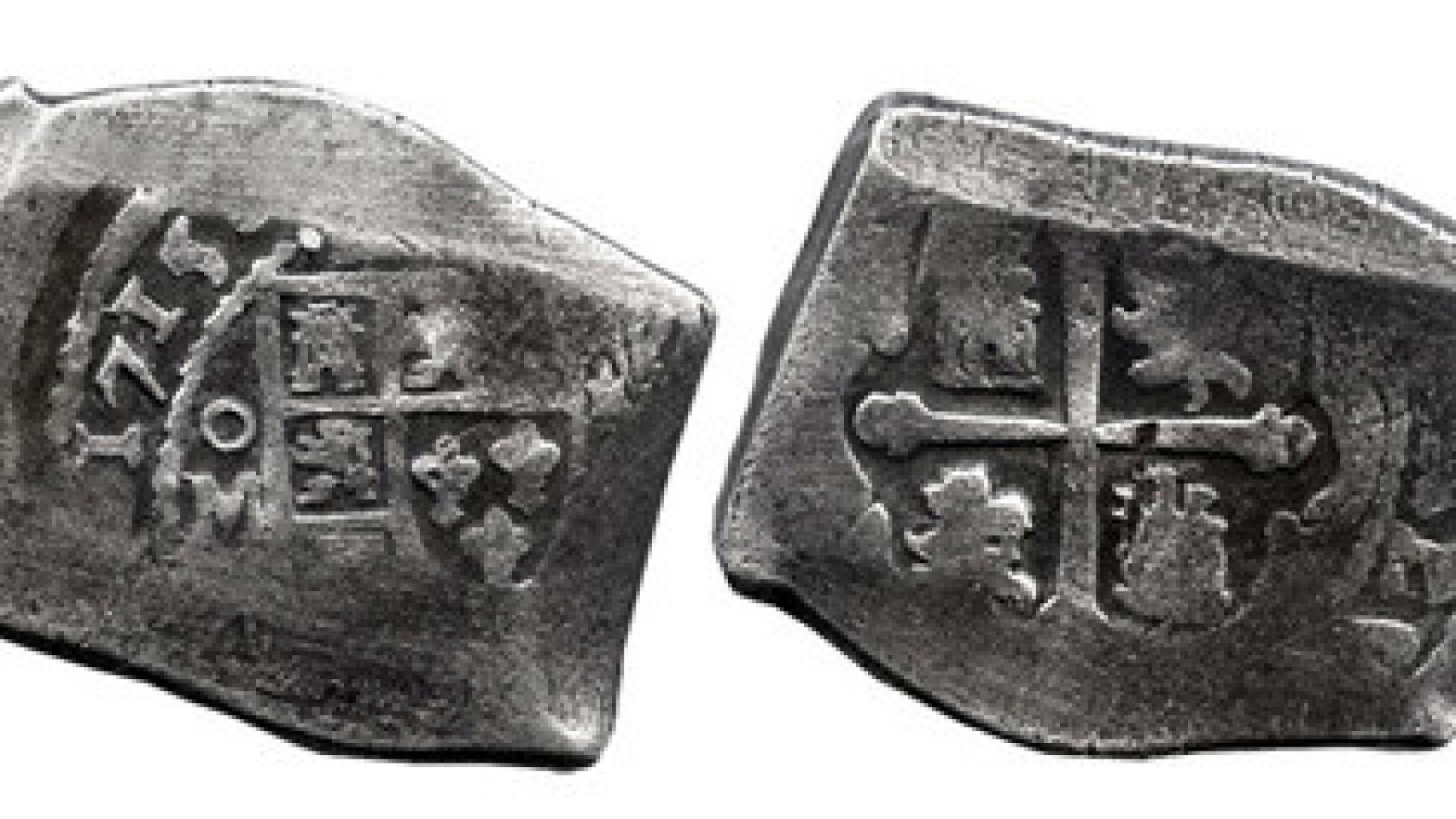 Ocho reales de plata recuperados de la flota de Indias de 1715