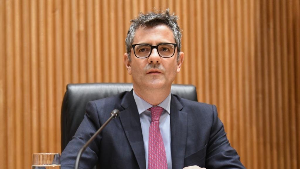 ministro de la Presidencia, Justicia y Relaciones con las Cortes, Félix Bolaños, durante el acto de presentación del sello del Grupo Social ONCE, este miércoles en el Congreso de los Diputados.