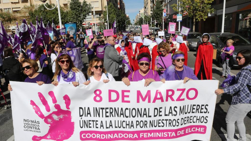 Manifestación por el 8M en Elche en imagen de archivo.