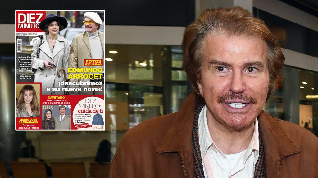 Edmundo Arrocet en un fotomontaje de EL ESPAÑOL junto a la portada de '¡Diez Minutos!'.