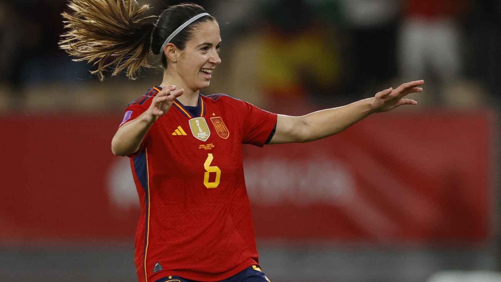 Aitana Bonmatí celebra el primer gol del partido ante Francia.