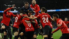 Los jugadores del Mallorca celebran el pase a la final de la Copa del Rey.