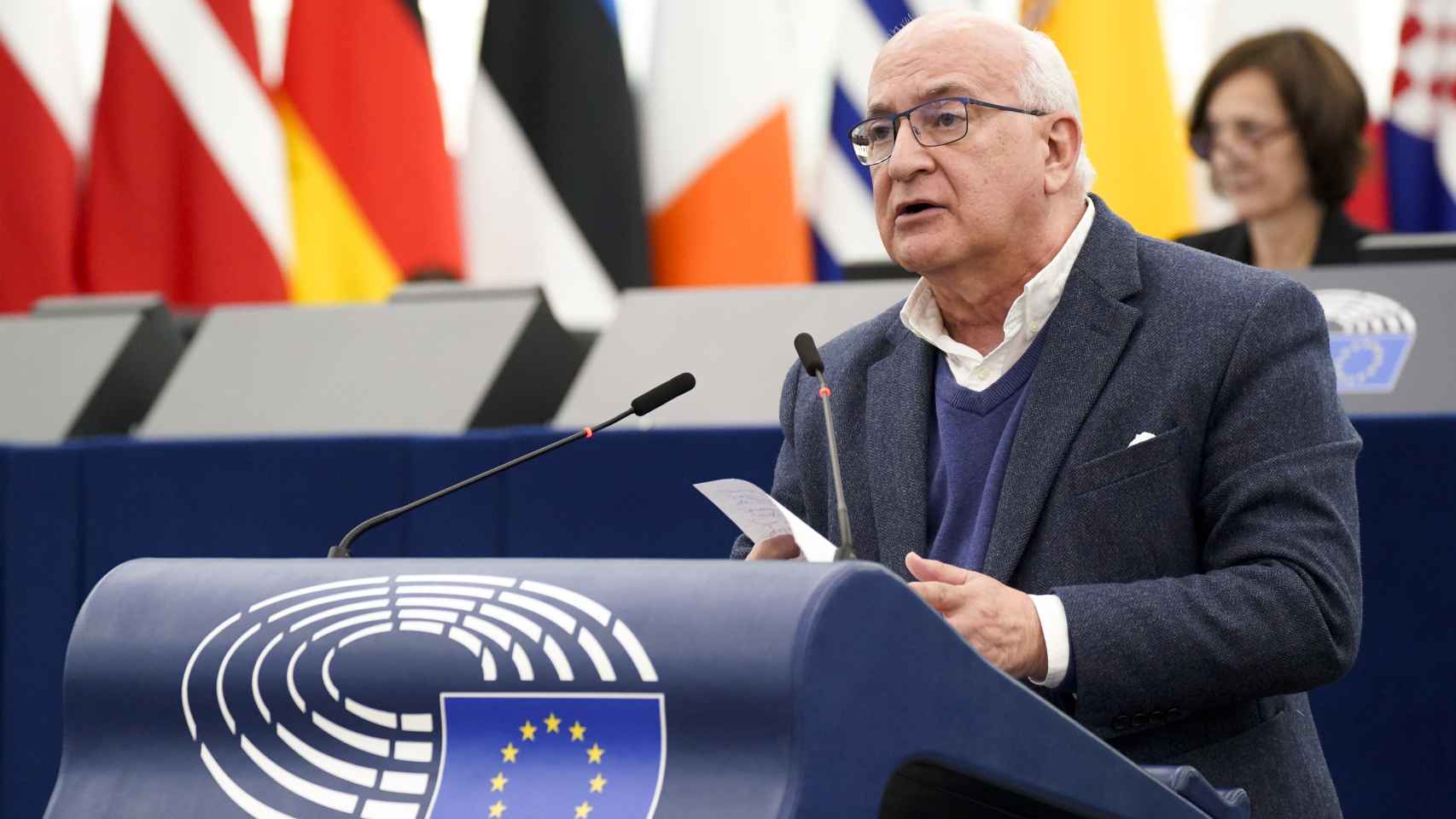 Javier Zarzalejos, eurodiputado del PP, en el pleno de Estrasburgo, este miércoles.