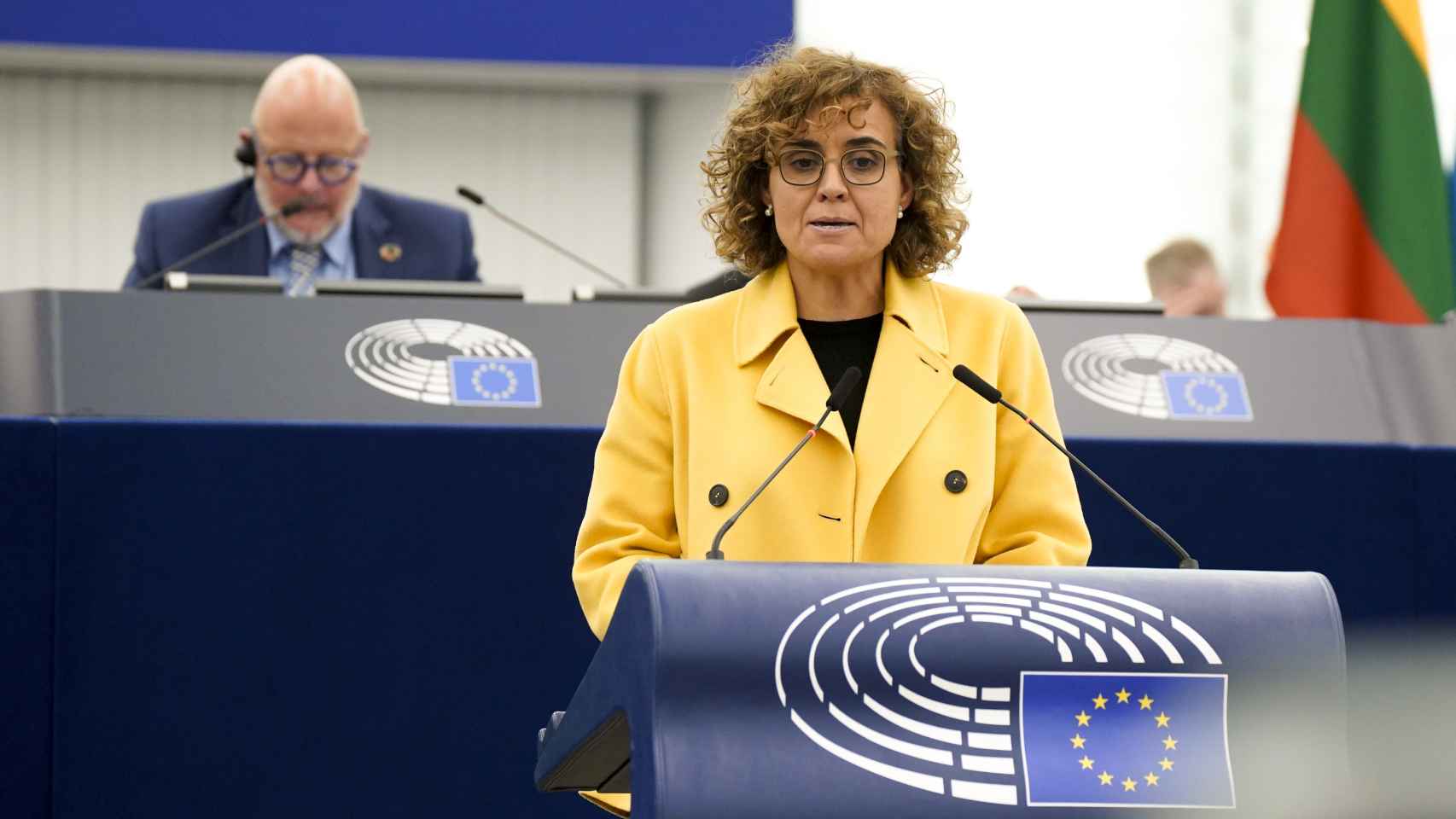 Dolors Montserrat, líder de la delegación del PP en el Parlamento Europeo, este miércoles en Estrasburgo.