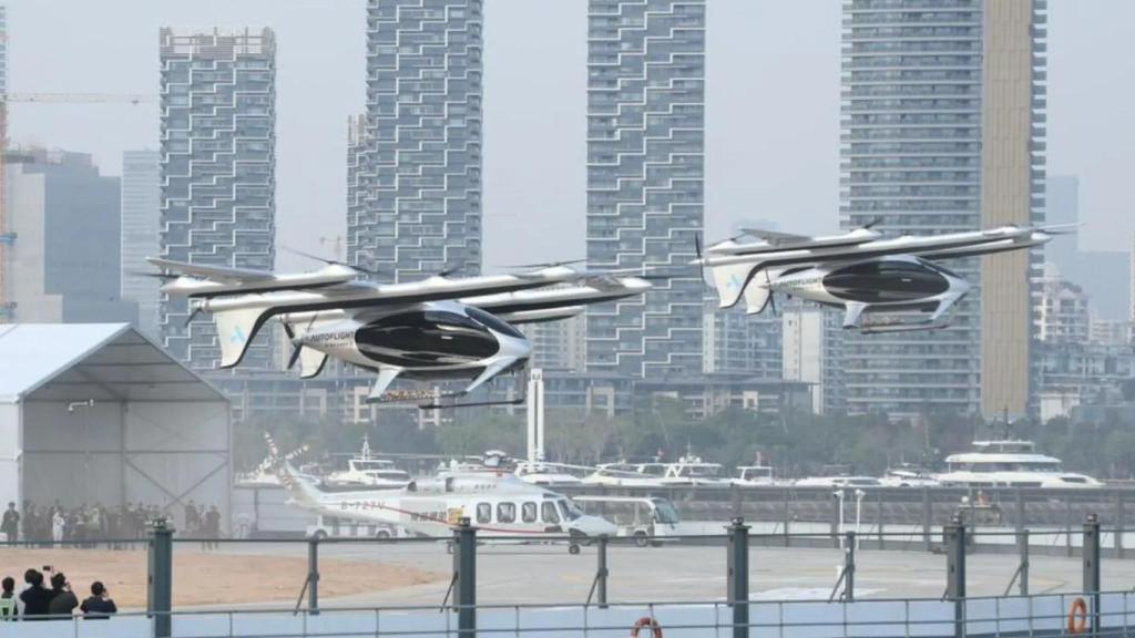 El taxi aéreo Prosperity eVTOL de AutoFlight en la prueba.