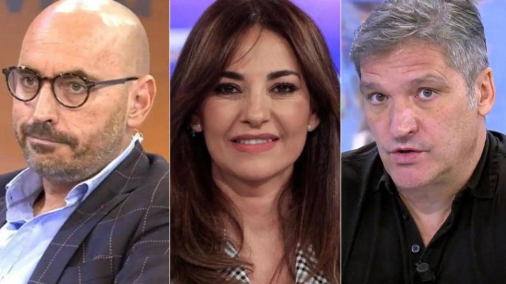 Mariló Montero junto a Diego Arrabal y Gustavo González en un fotomontaje.