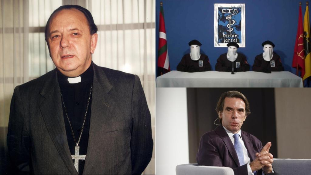 Montaje con José María Uriarte, José María Aznar y la banda terrorista ETA