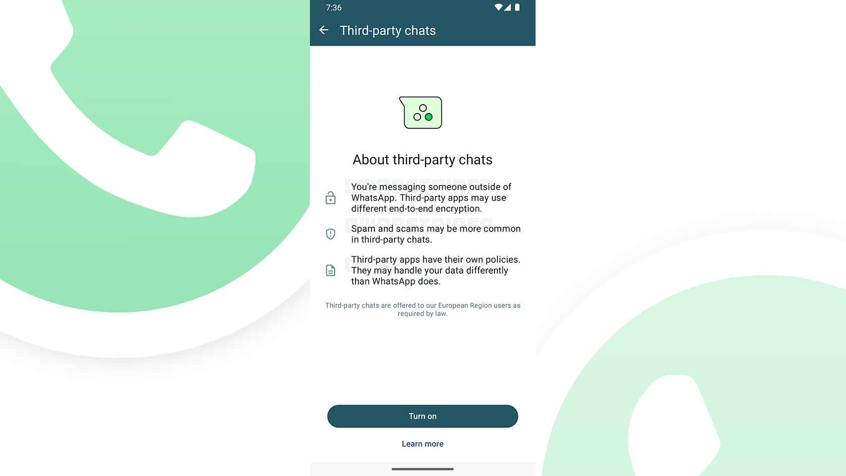 Así avisa WhatsApp a los usuarios sobre los chats de terceros