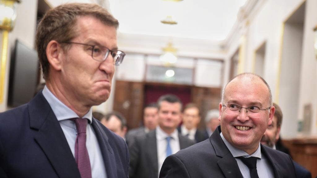 Alberto Núñez Feijóo y Miguel Tellado, en el Congreso de los Diputados, en una imagen de archivo.