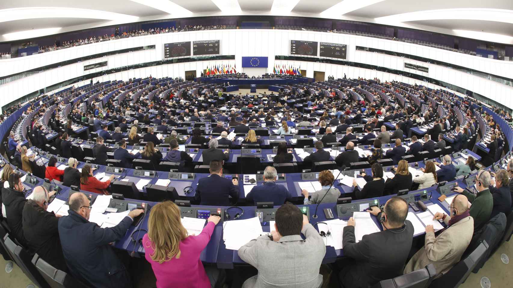 El pleno de la Eurocámara, durante las votaciones de este jueves en Estrasburgo