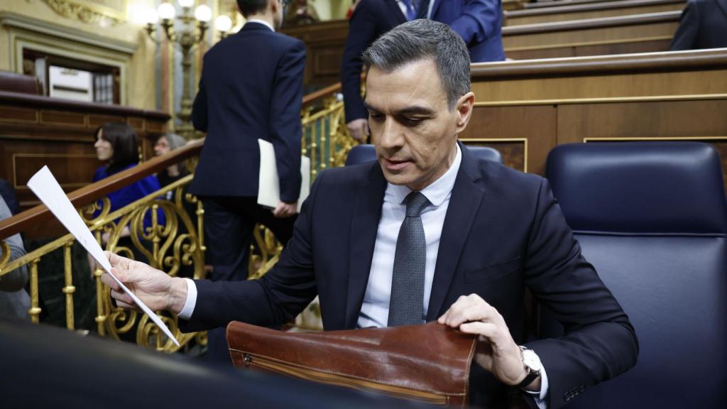El presidente del Ejecutivo, Pedro Sánchez, durante la sesión de control al Gobierno, este miércoles en el Congreso.